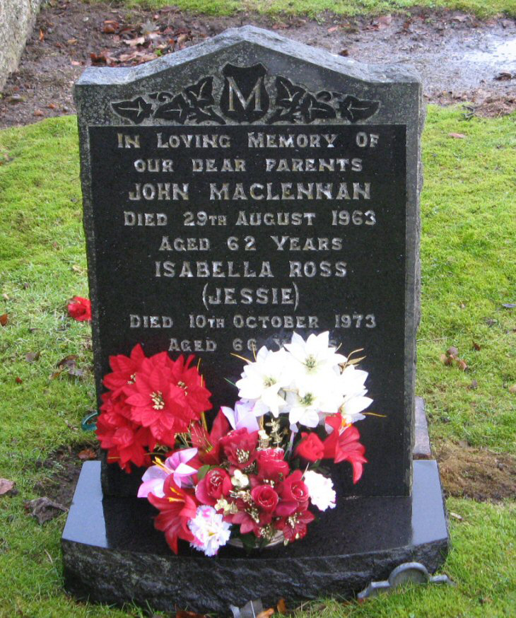 Photo of headstones/John MacLennan died 1963 MI Alness
